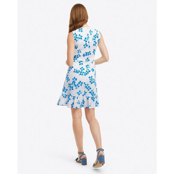 Draper James LINEN FAUX WRAP DRESS BLUE ORCHID Floral Size 18 - Picture 5 of 10